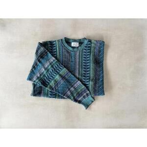 Monello M 90s Teal Blue Pattern Biggie Sweater